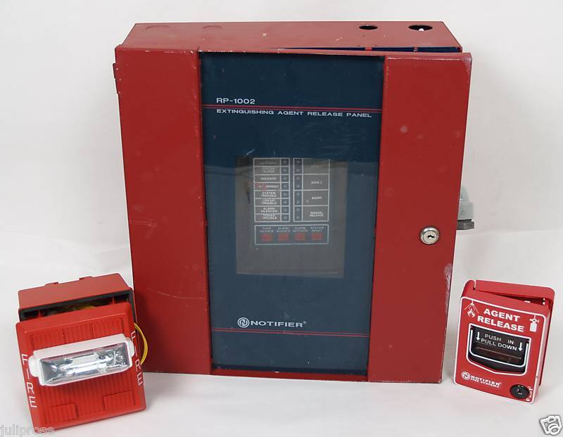 Notifier Fire Extinguishing Agent Control Release Panel Rp 1002 W Pull And Strobe
