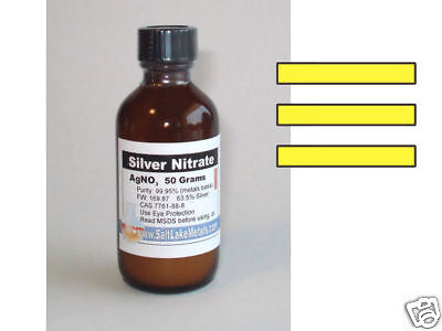 Silver Nitrate   50 grams, 99.95% pure, freshly made  