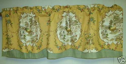 French Decor Valance Country Fair Toile Rooster; Gold  