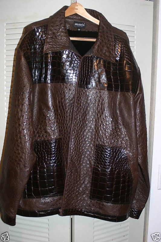 MAURI Genuine OSTRICH Alligator Crocodile MINK Jacket  