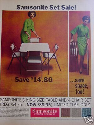 SAMSONITES KING SIZE TABLE AND 4 CHAIR SET 1962  