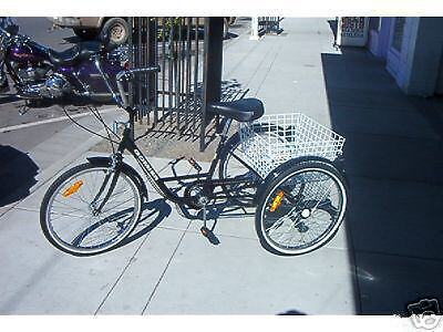 Wheel Adult Bike Tricycle Bicycle 6 Speed 24 Wheels Gomier Black 