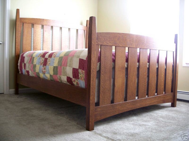 MISSION QUEEN SIZE BED W/ SLATS 60 INCH HEADBOARD OAK  