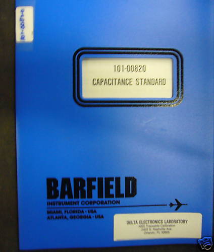 BARFIELD 101 00820 Capacitance Instruction Manual