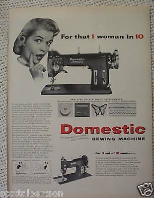 DOMESTIC IMPERIAL SEWING MACHINE VINTAGE AD 1954  