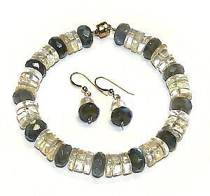 Labradorite and Citrine Bracelet Set   Size 7 1/2  