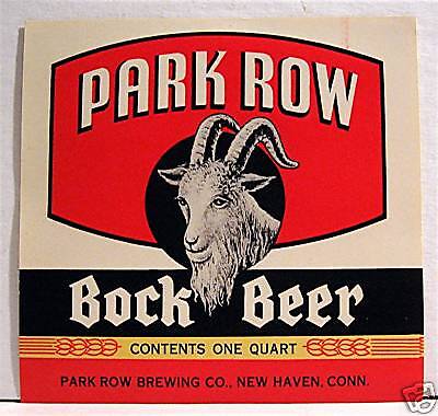 Park Row Bock Beer Bottle Label Park Row Brew New Haven