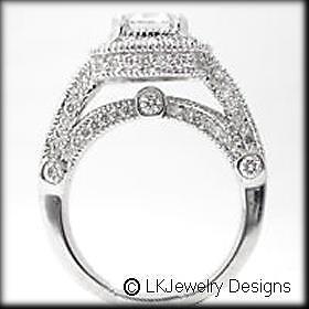 15 CT MOISSANITE CUSHION LEGACY PAVE ENGAGEMENT RING  