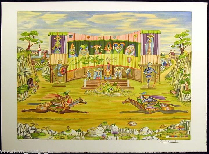 Guillermo Silva Duelo Medieval litho Arches jousting HAND SIGNED MAKE 