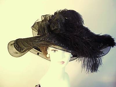 Dubai Races Wedding Ascot Ladies Church Black Hat New 4  