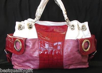 NICOLE LEE PINK,FUCHSIA & WHITE LRG BAG PURSE TOTE NWT  