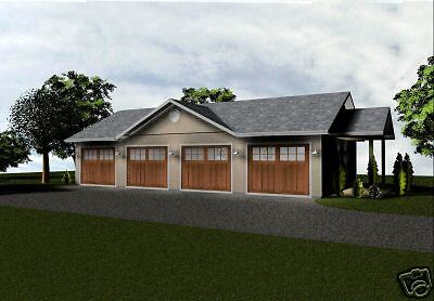 Custom 4 Car Garage Plan 1,248 SF Blueprints 48x26  